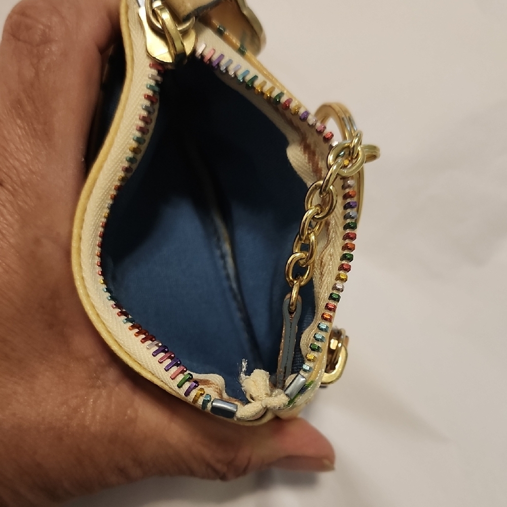 Dooney & Bourke Tan Multicolor Logo Keychain Pouch - Picture 6 of 10